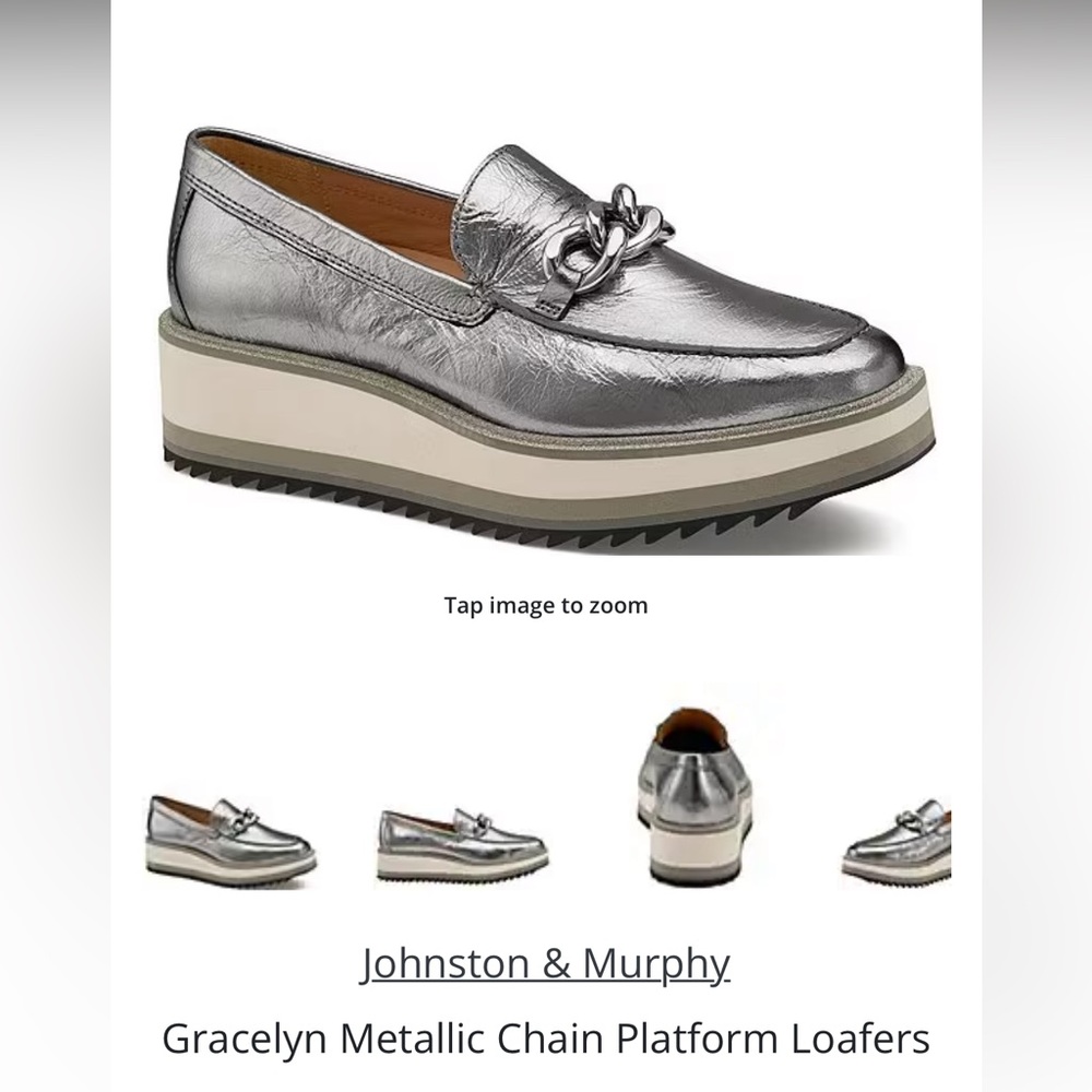 Johnston & Murphy - Gracelyn Chain Loafer - Silver Metallic